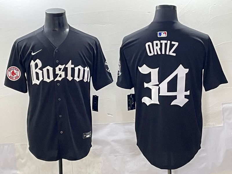 Men 2025 Boston Red Sox 34 Ortiz Black Five generations Joint Name Nike MLB Jersey style 20